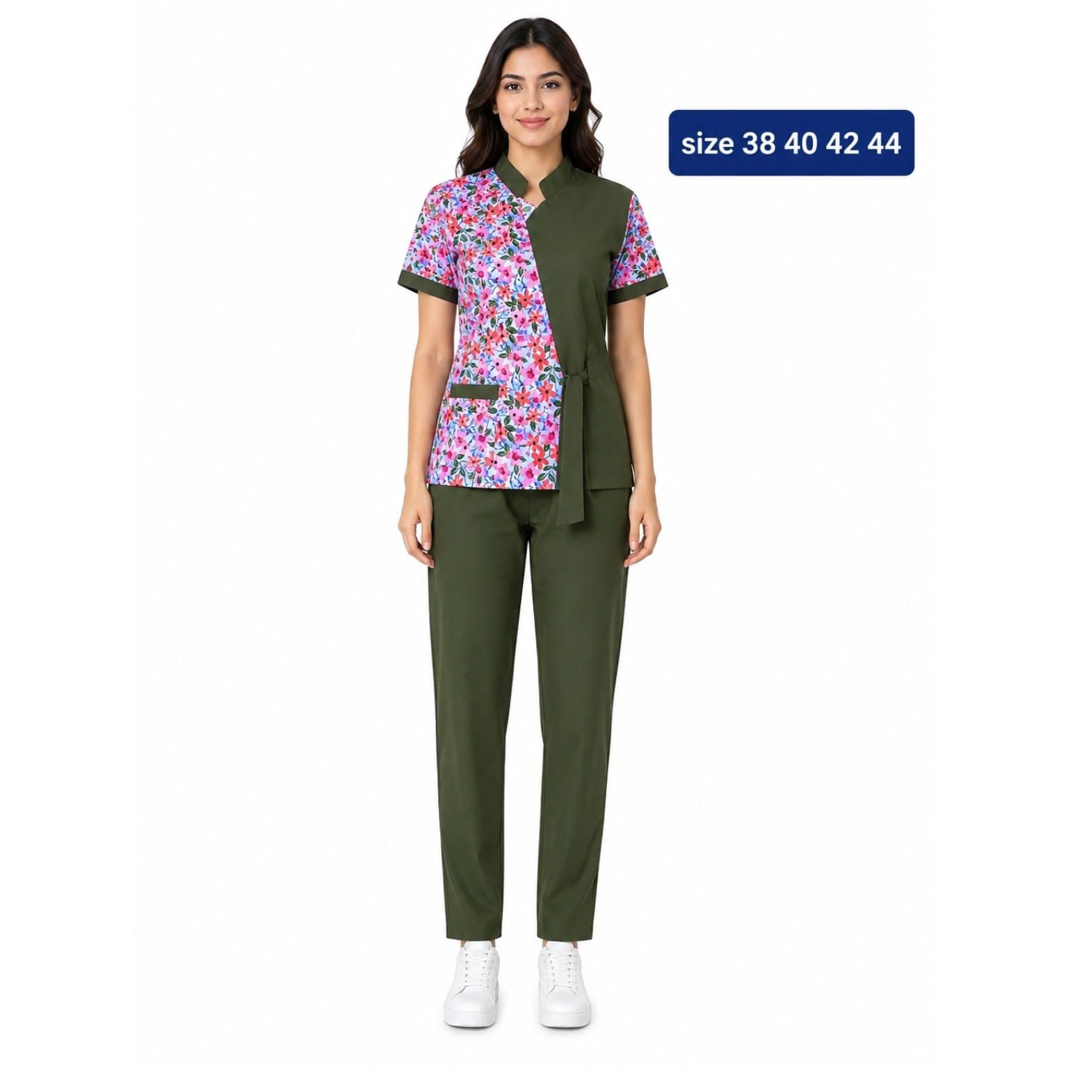 Khadama Uniform – Floral (Olive)