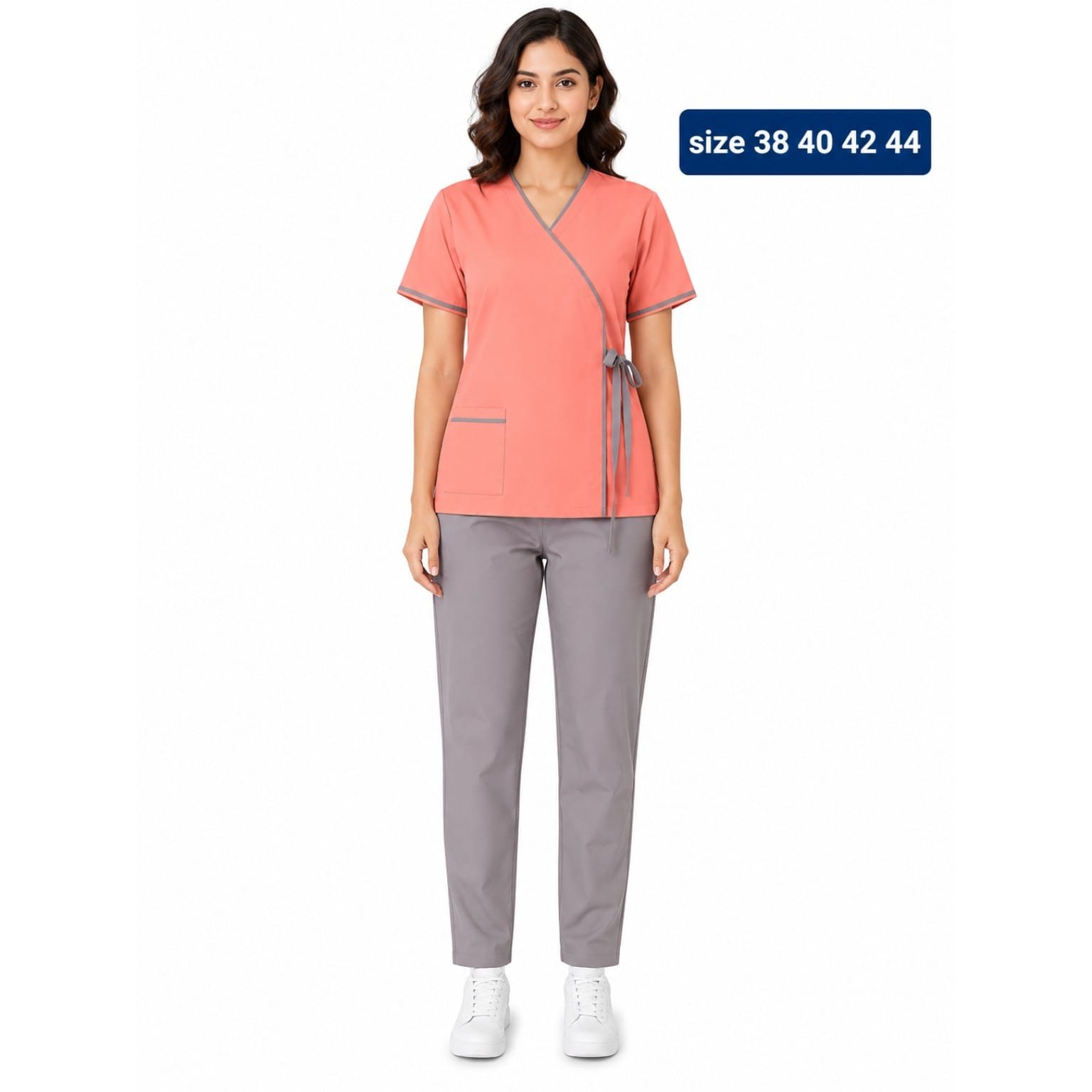Khadama Uniform – Coral & Gray