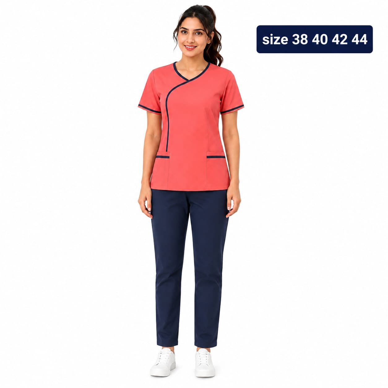 Khadama Uniform – Coral & Navy