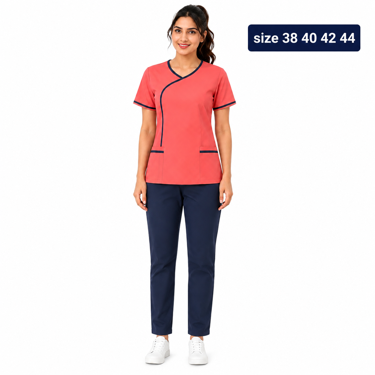 Khadama Uniform – Coral & Navy Trim