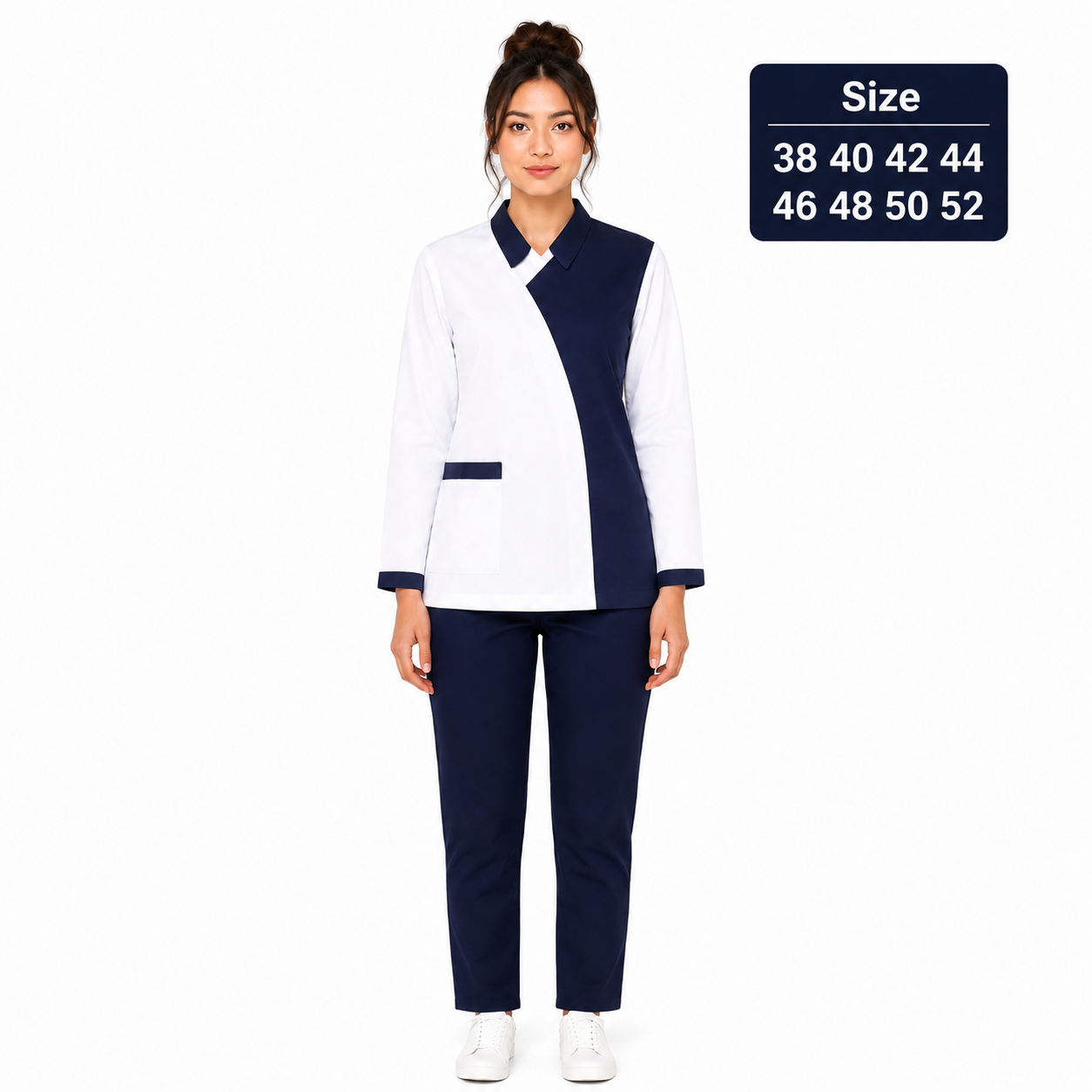 Khadama Uniform – Long Sleeve White & Navy