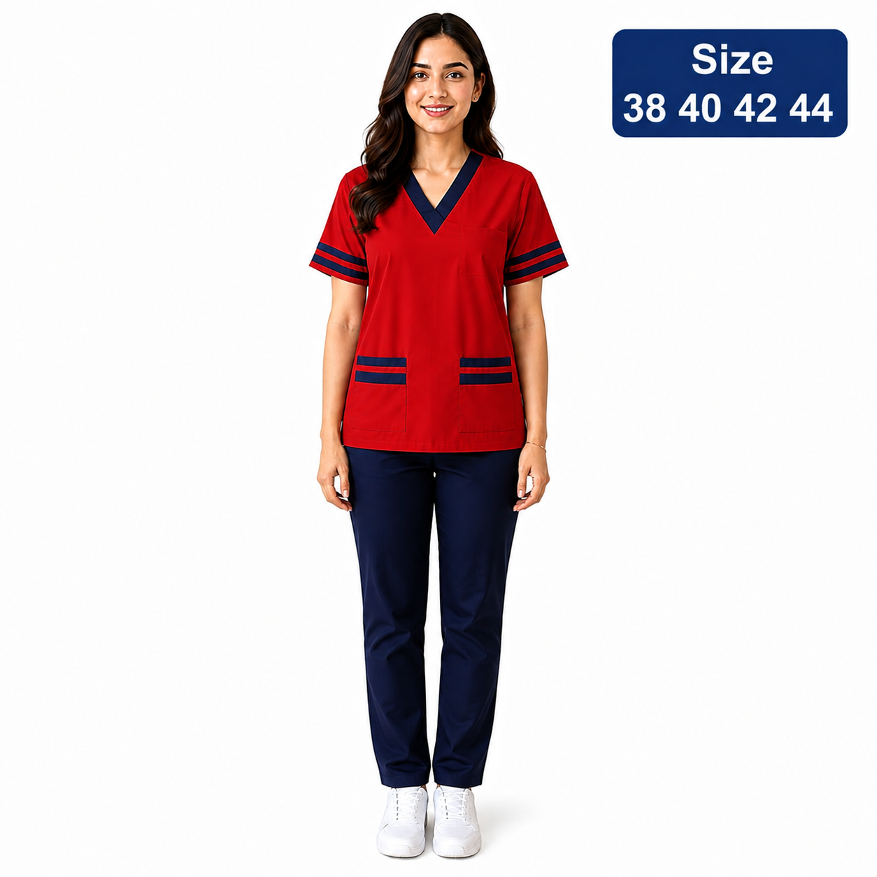 Khadama Uniform – Striped Trim (Red)