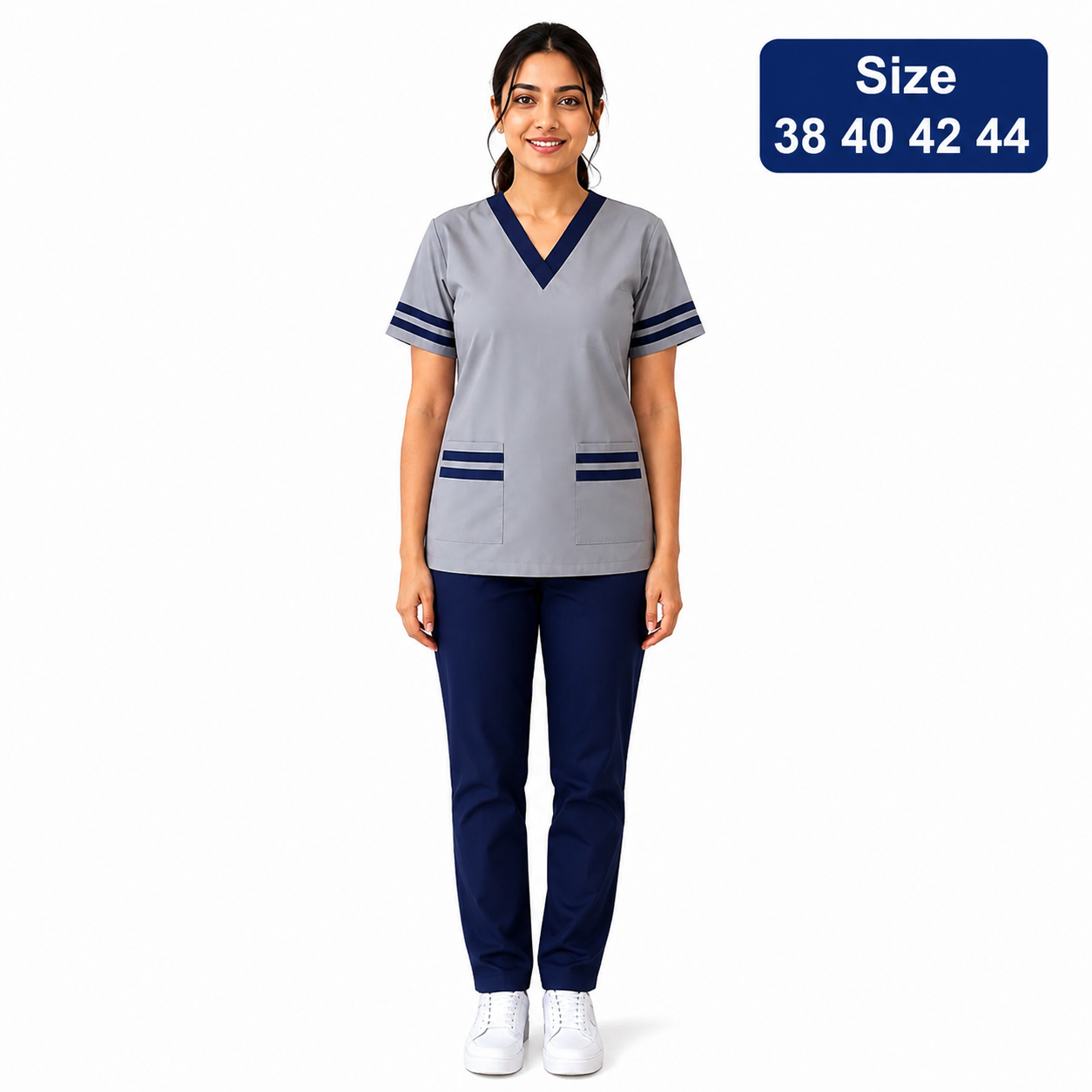 Khadama Uniform – Striped Trim (Gray)