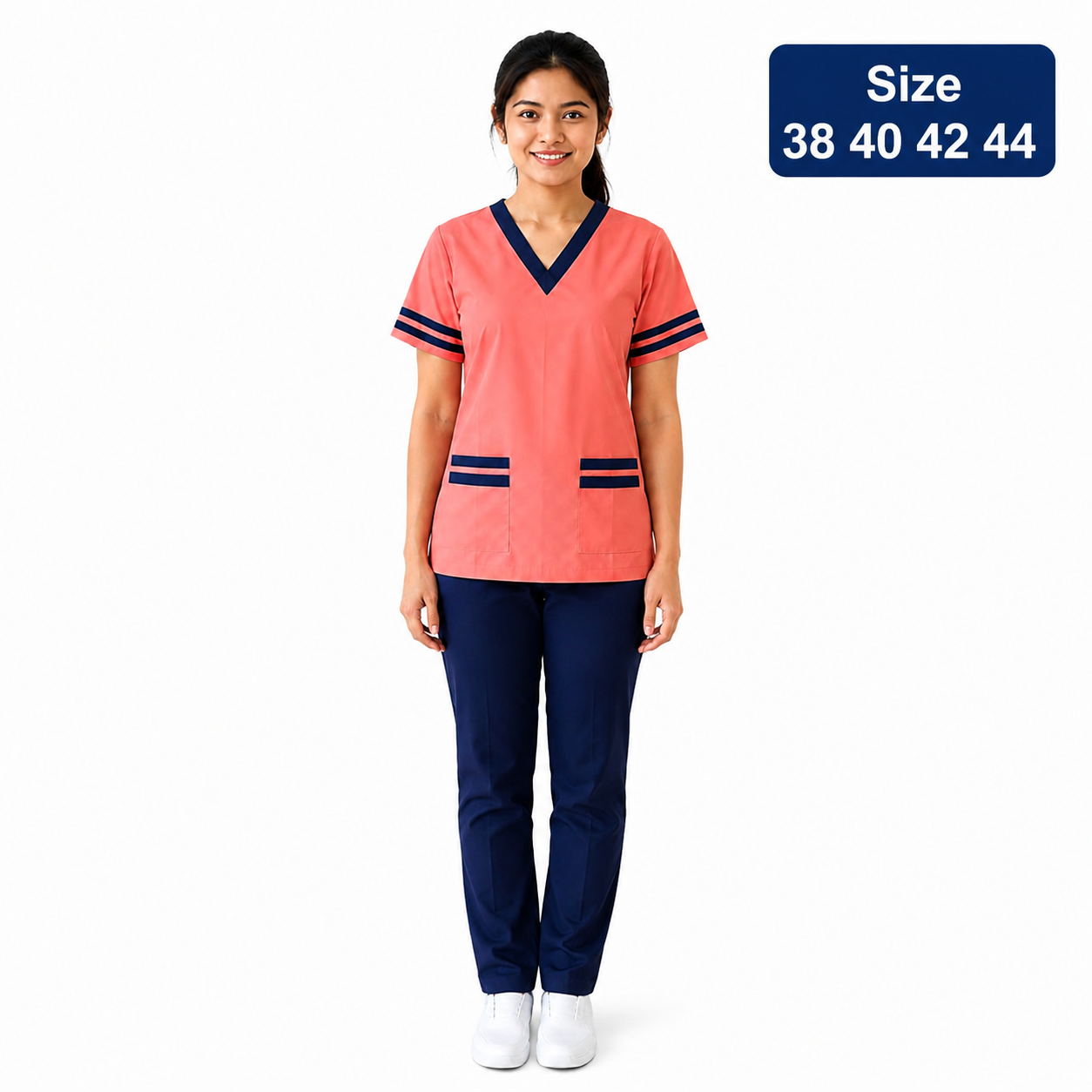 Khadama Uniform – Striped Trim (Coral)