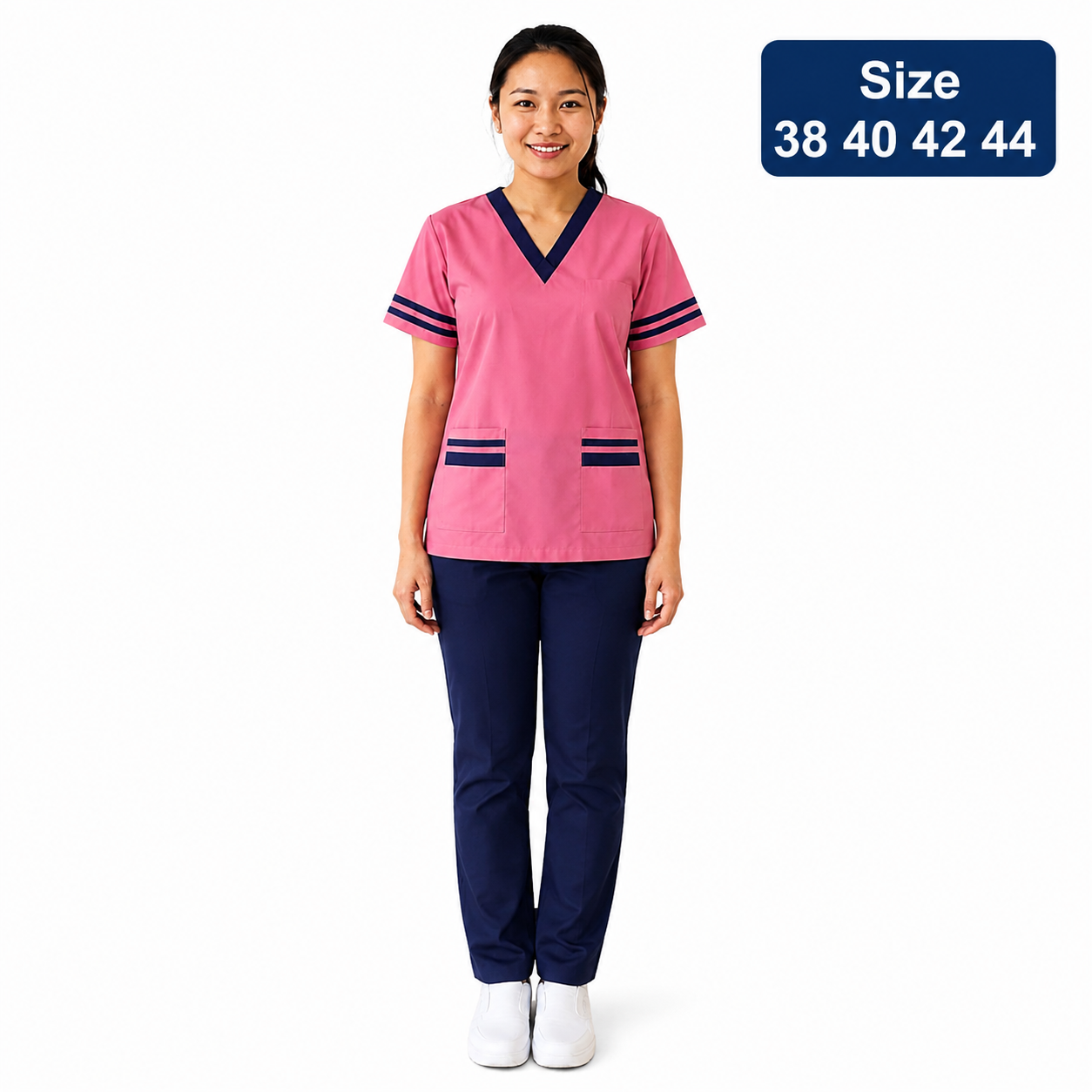 Khadama Uniform – Striped Trim (Pink)