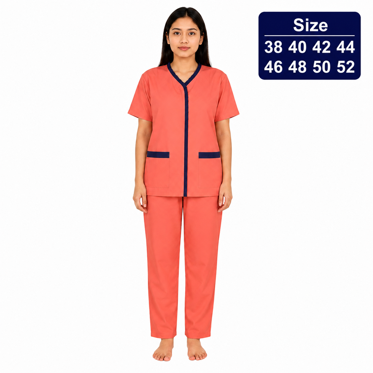 Khadama Uniform – Front Placket (Coral & Navy)