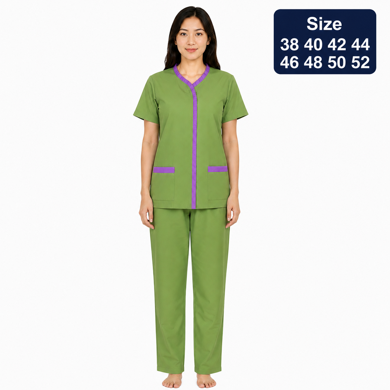 Khadama Uniform – Front Placket (Olive & Purple)