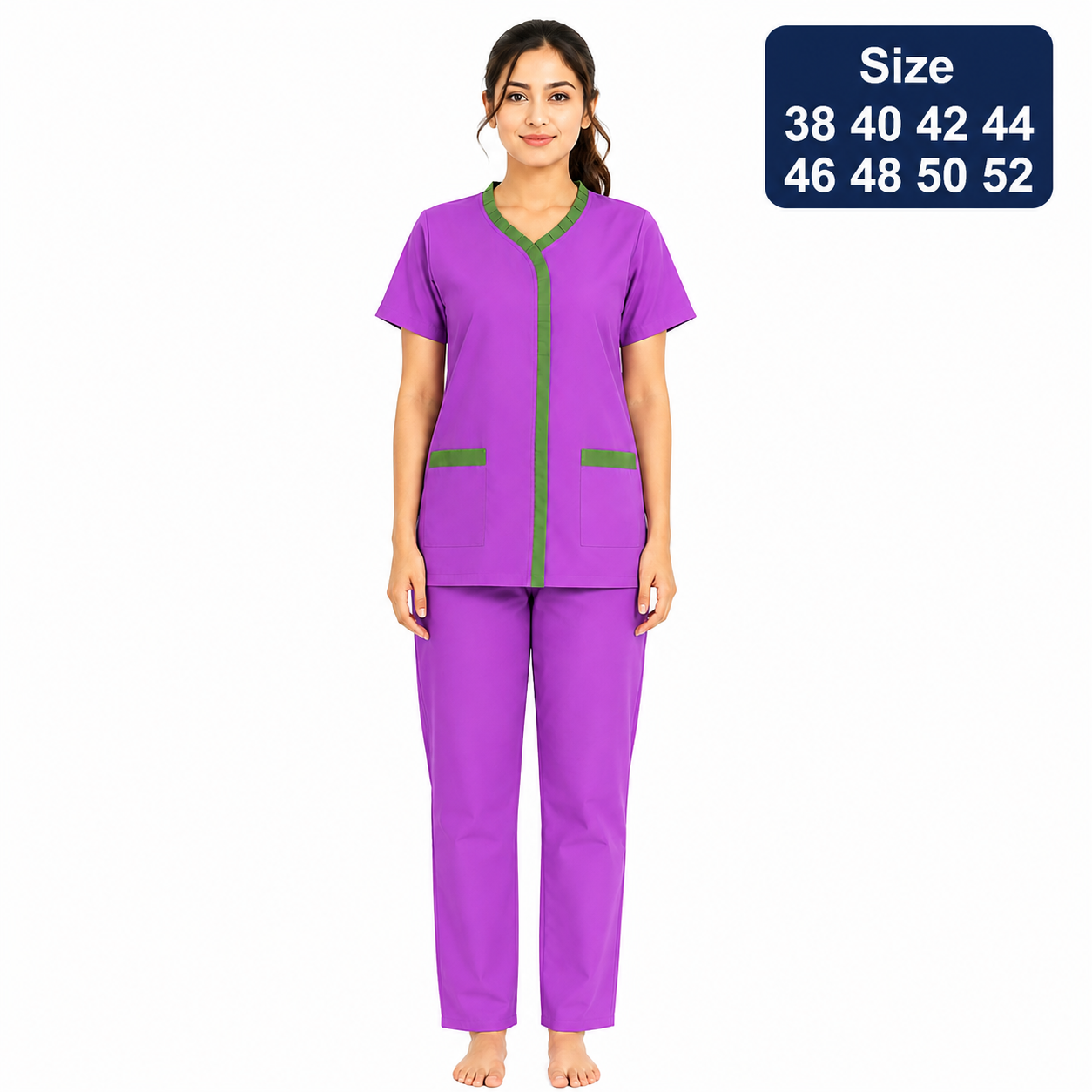 Khadama Uniform – Front Placket (Purple & Green)