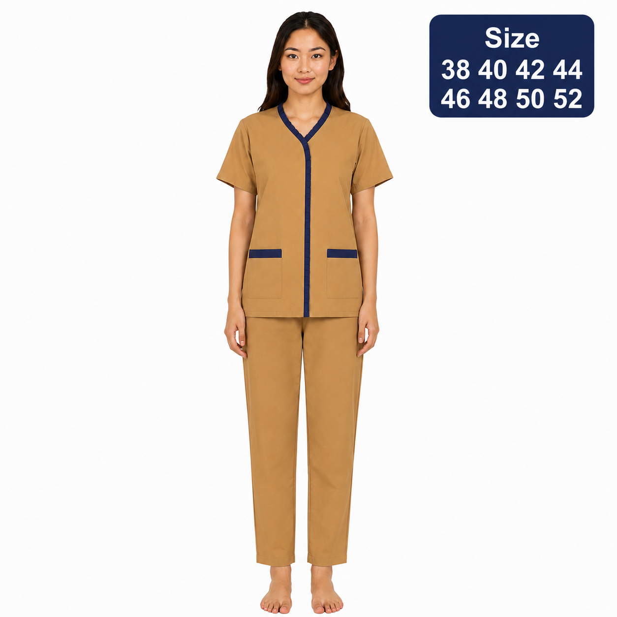Khadama Uniform – Front Placket (Tan & Navy)